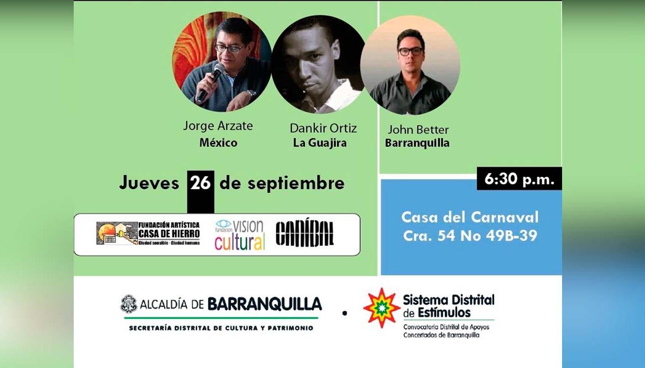 Los tres poetas participantes en esta jornada literaria.