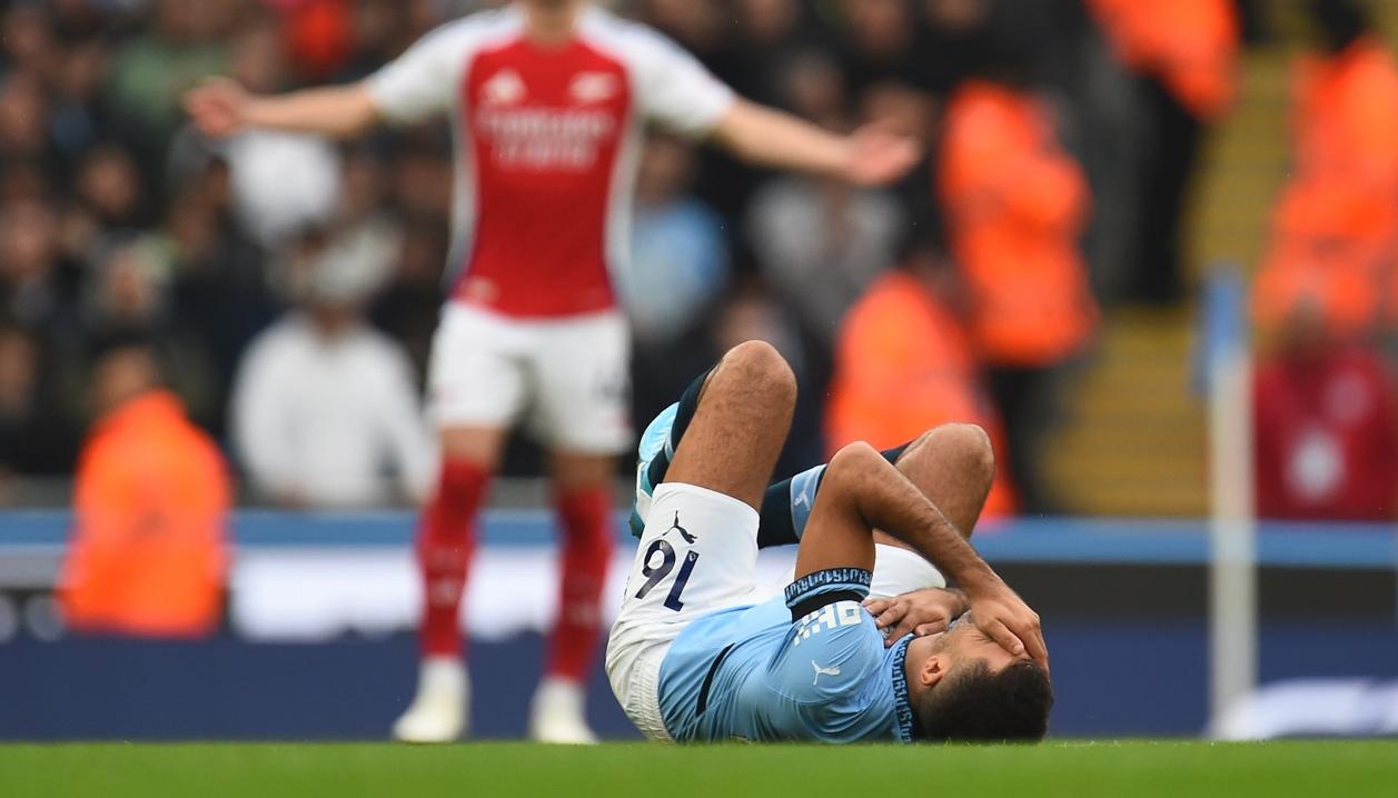 La lesión de Rodri durante el partido con el Arsenal.