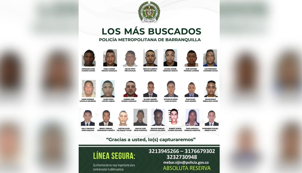 Cartel de los más buscados.