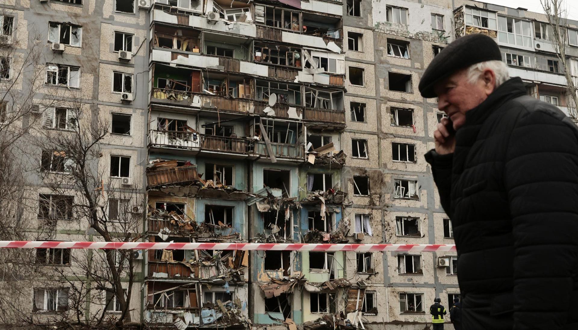 Edificio destruido en Ucrania.