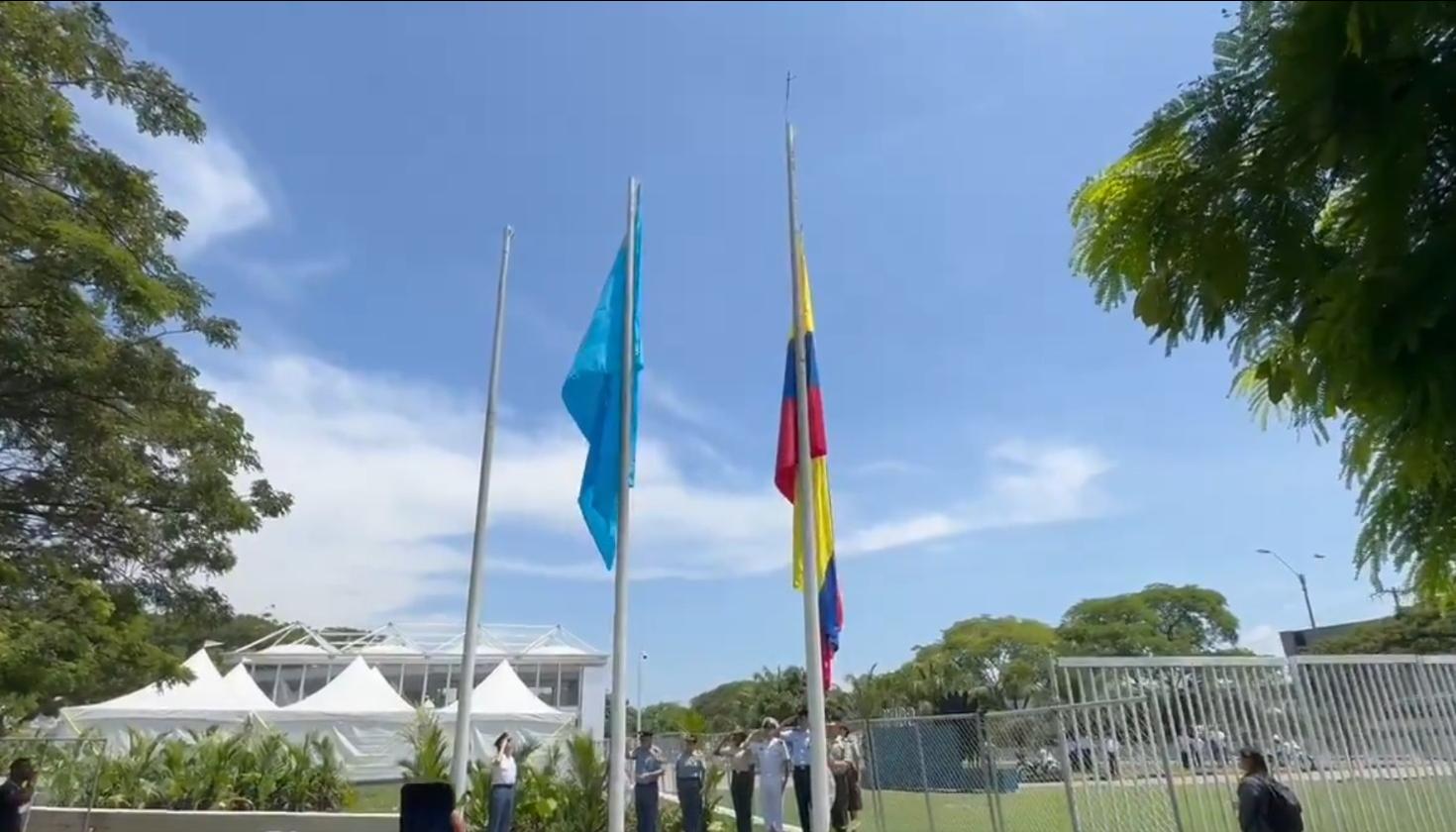 La bandera de la ONU en Cali.