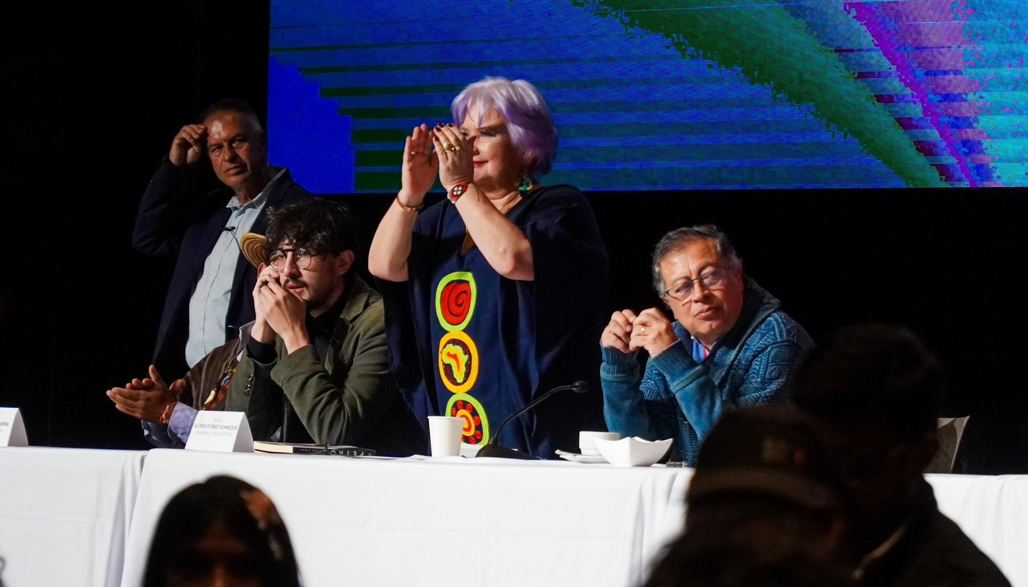 La presidenta de Colombia Humana, Gloria Flórez, y el Presidente Gustavo Petro.