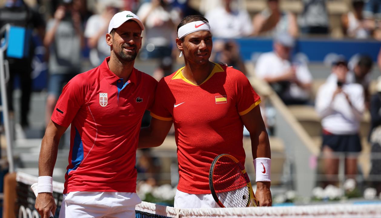 Novak Djokovic y Rafael Nadal antes de su último enfrentamiento, en los Juegos Olímpicos de París.