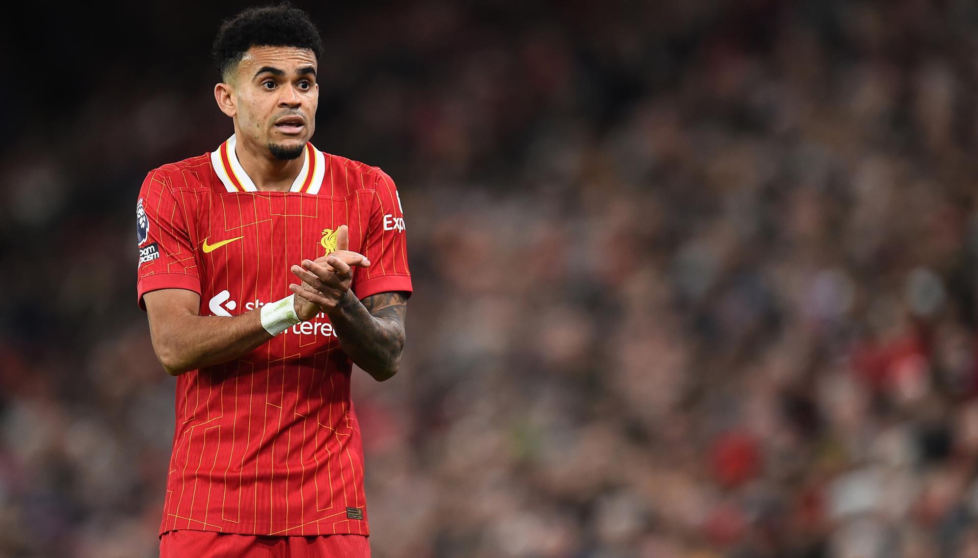 Luis Díaz durante el partido entre Liverpool y Fulham.