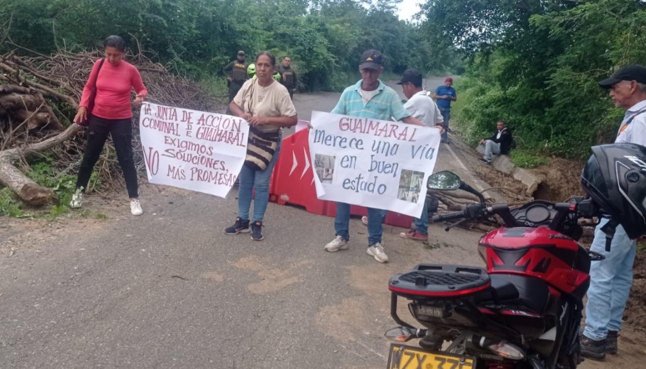 Bloqueo de vías este martes en el departamento del Atlántico. 