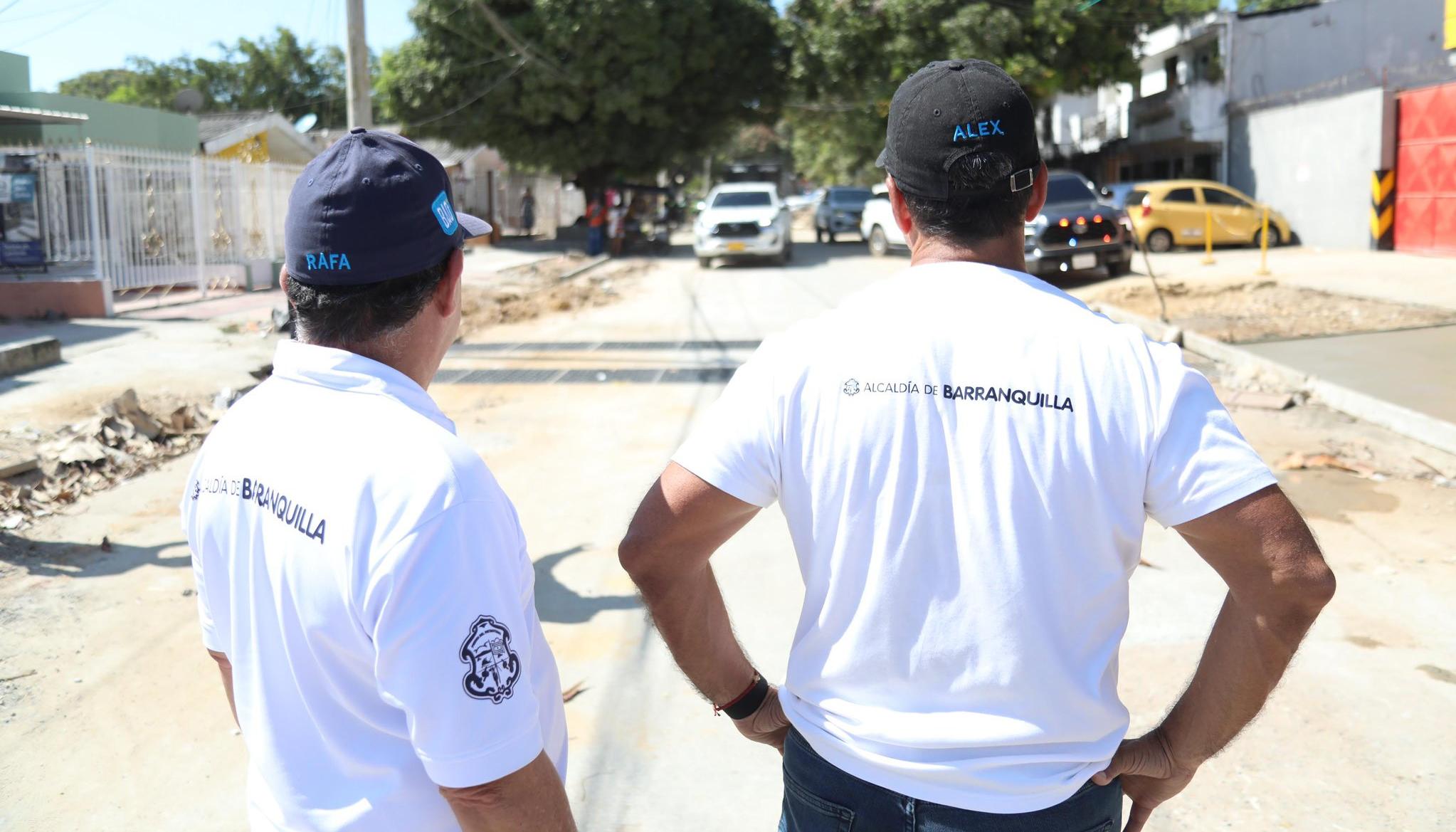 Alcalde Char durante la visita de inspección de las obras. 