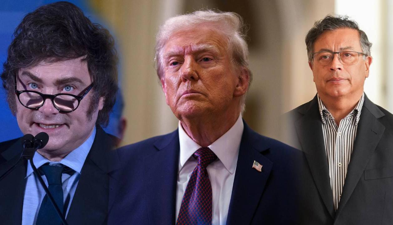 El Presidente de Argentina, Javier Milei; Donald Trump y el Presidente Gustavo Petro.