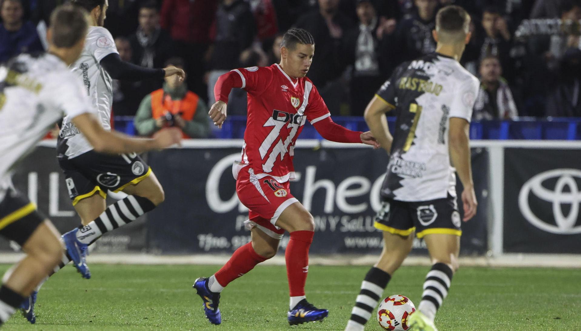 James Rodríguez en partido de Copa del Rey con Rayo Vallecano.