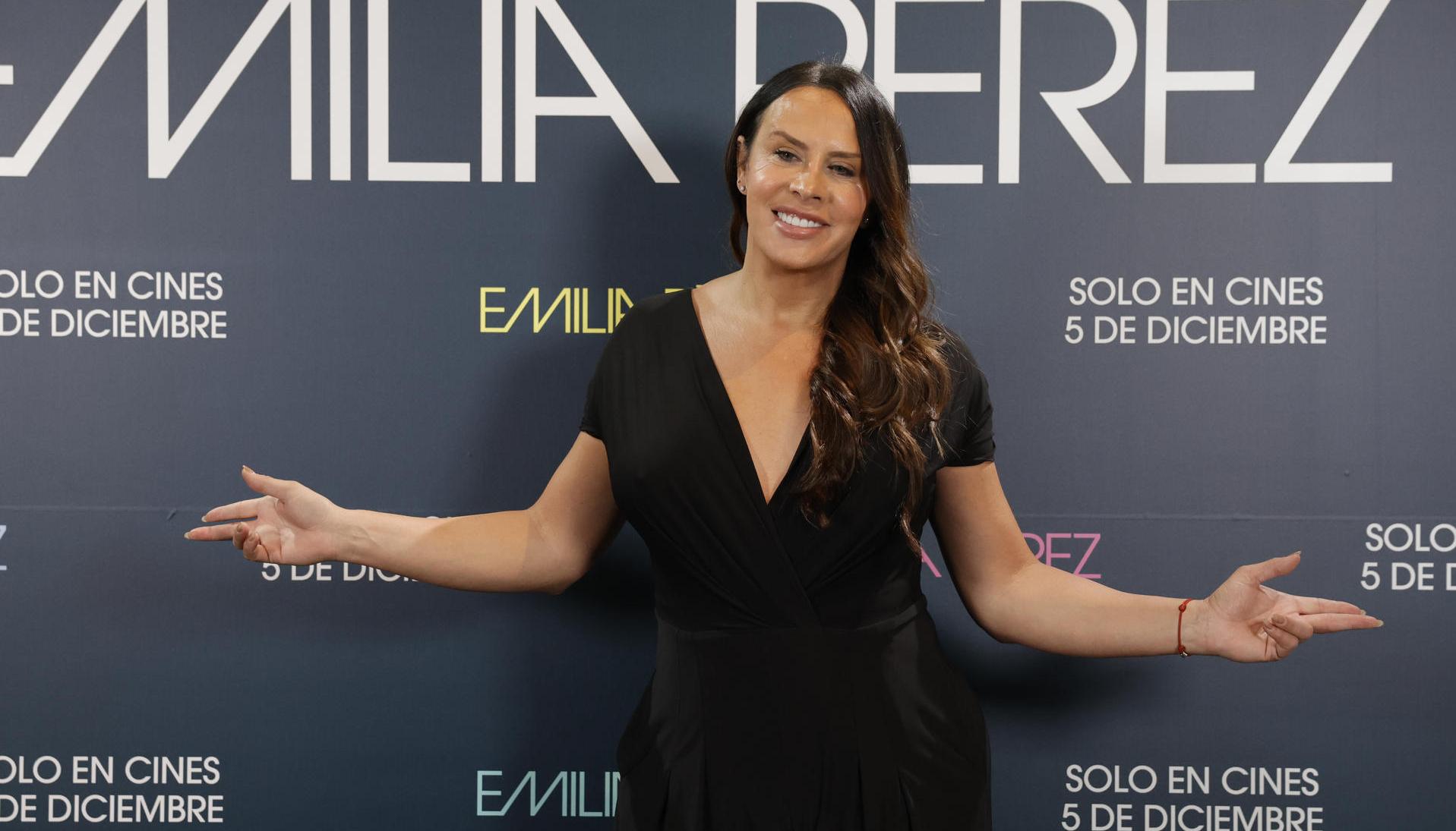 La actriz Karla Sofía Gascón durante una presentación de la película 'Emilia Pérez'.