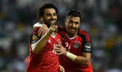Mohamed Salah celebra una de las anotaciones. 