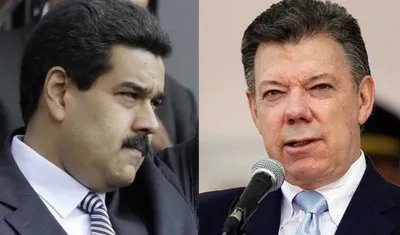 El presidente de Venezuela, Nicolás Maduro, su homólogo colombiano, Juan Manuel Santos