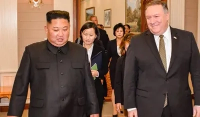 Kim Jong-un y Mike Pompeo.