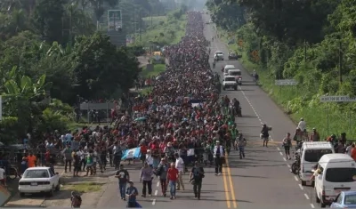 La caravana de los ciudadanos hondureños.