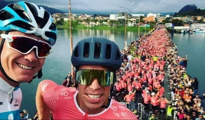 El británico Chris Froome participó este domingo en el 'Giro de Rigo', una carrera ciclística organizada por Rigoberto Urán