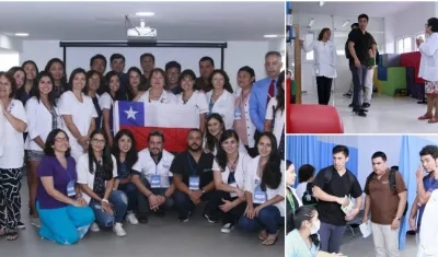 La delegación chilena durante su visita a la Fundación Hospital Universitario Metropolitano (FHUM).