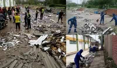 Así trabaja la Triple A y la comunidad en la limpieza del municipio de Sabanalarga, Atlántico, tras el vendaval.