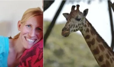 Katy Williams, la mujer atacada por la jirafa junto con su hijo.