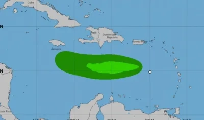 Así se ve la velocidad del viento de Isaac en el Caribe.