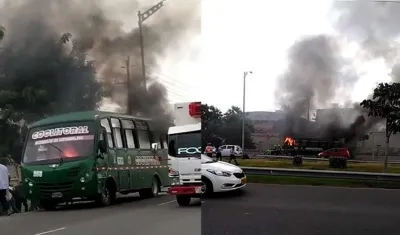 Incendio del bus en la Circunvalar.
