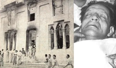 La iglesia de San Nicolás destruida por 'El Gaitanazo' y el líder político Gaitán asesinado.
