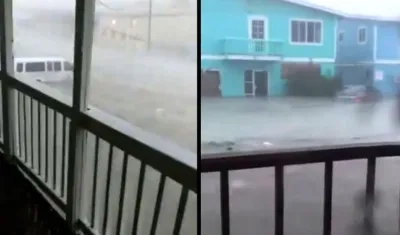 Los videos divulgados en las redes sociales, grabados desde viviendas de las islas Ábaco, muestran auténticos ríos .