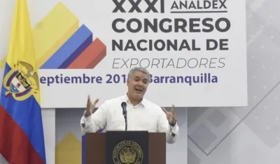 Iván Duque, presidente de Colombia, en el Congreso Nacional de Exportadores.