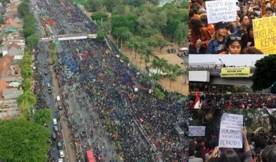 Manifestantes en Indonesia.
