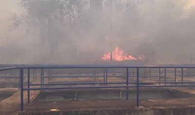 El incendio forestal en la zona próxima al acueducto de Maicao.