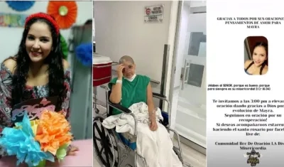 Mayra Jiménez fue operada de un osteosarcoma en Bogotá.