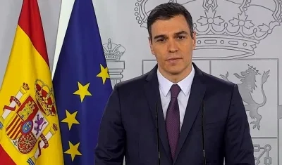 El presidente del Gobierno, Pedro Sánchez, durante la rueda de prensa que ha ofrecido este sábado en Moncloa