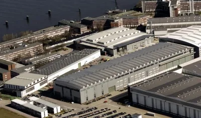 Vista aérea de la fábrica de Airbus en Hamburgo, Alemania.