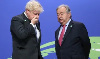 Boris Johnson y António Guterres.