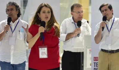 Sergio Fajardo, Paloma Valencia, Roy Barrera y Juan Fernando Cristo, durante sus intervenciones.