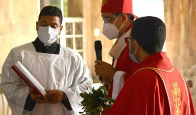 Monseñor Pablo Salas, en la ceremonia del Domingo de Ramos.