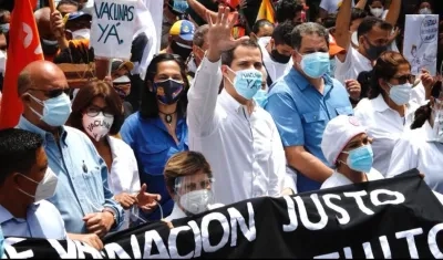 Juan Guaidó durante una concentración que presidió este sábado.