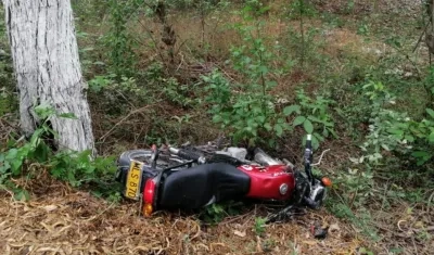 Moto involucrada en el accidente en Sabanagrande. 