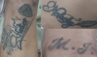 Estos son los tatuajes que tiene el paciente que está internado en la Clínica Campbell. 