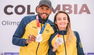 Anthony Zambrano y Sandra Lorena Arenas, medallistas olímpicos en Tokio 2021.
