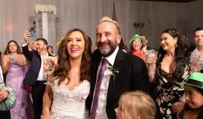 Tanya Charry en su boda con el productor Sebastián Jiménez.