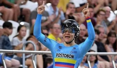 Martha Bayona, ciclista colombiana ganadora del oro, en la Copa Naciones.