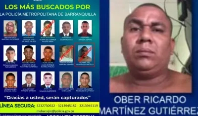 Ober Ricardo Martínez Gutiérrez en el cartel de los más buscados. 