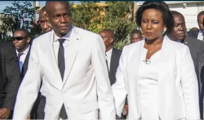 El presidente Jovenel Moise, y su esposa Martine quien resultó herida en el atentado criminal.