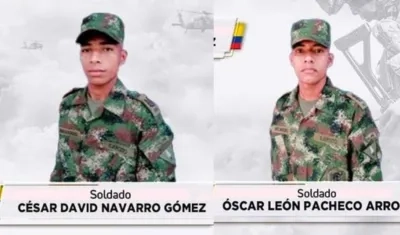 Los soldados César David Navarro y Óscar José Pacheco fallecieron en el ataque en El Bagre, Antioquia.
