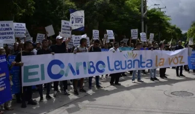 Protesta en Barranquilla contra las tarifas de energía.
