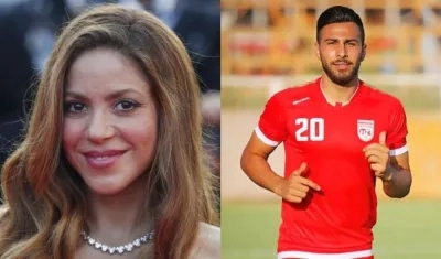 Shakira y el jugador iraní Amir Nasr.