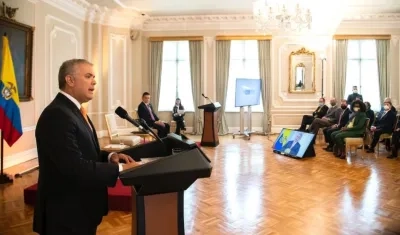 El Presidente Iván Duque durante la presentación del informe de la Misión de Sabios.