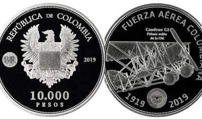 Ya está a la venta en las sucursales de Banrepública la moneda de 10.000 conmemorativa de la Fuerza Aérea.