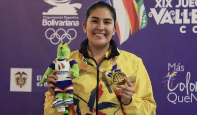 Maria Jose Rodríguez, bolichera colombiana, ganadora del oro. 