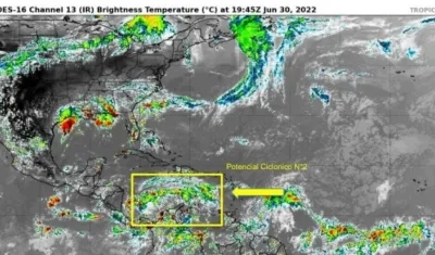 Paso de la tormenta esta noche de jueves por la Región Caribe.