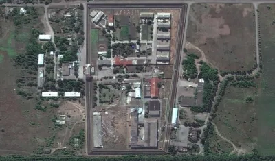 Vista aérea de la prisión de Olenivka, en Ucrania